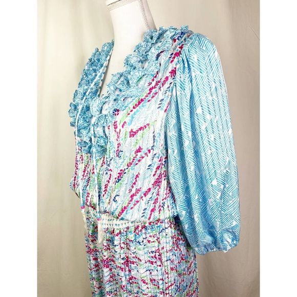 Vintage NWOT Diane Freis Multi Color 1980's Floral Boho One Size Dress - Picture 5 of 12